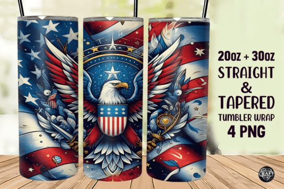 4th of July Tumbler Wrap 20oz Skinny PNG