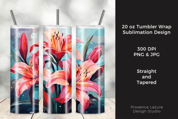 Artistic Pink Lilies Tumbler Wrap