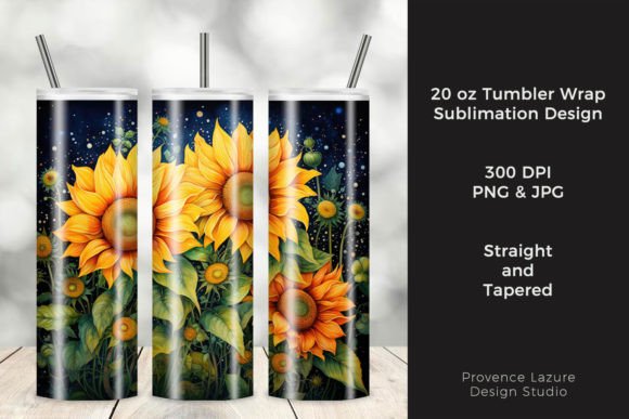 Artistic Sunflowers 20 Oz Tumbler Wrap
