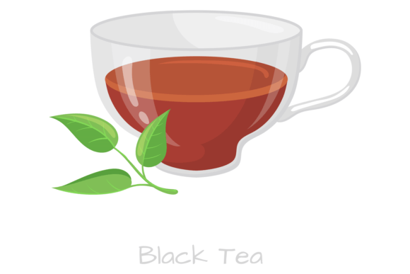 Black Tea in Glass Mug Cartoon