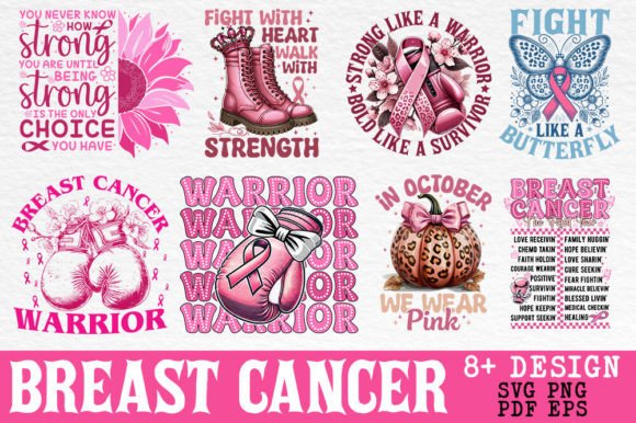 Breast Cancer Design Bundle, SVG PNG PDF
