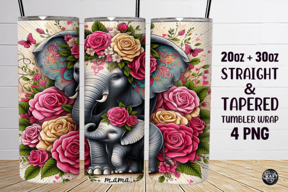 Elephant Mama Tumbler Wrap 20oz Skinny