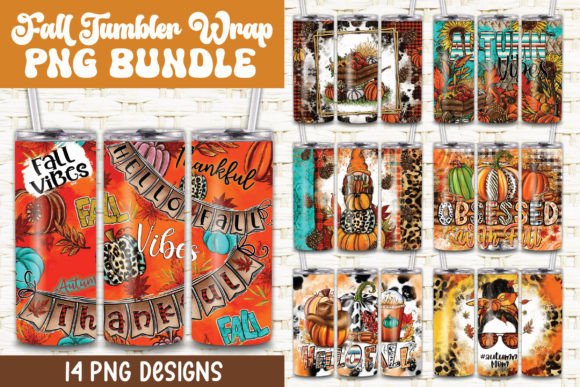 Fall Tumbler Wrap Png Bundle
