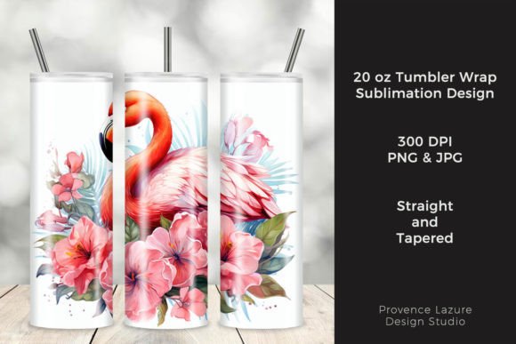 Floral Pink Flamingo Tumbler Wrap
