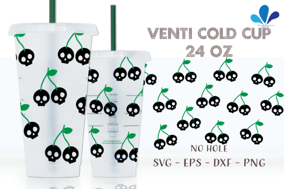 Halloween Cherry Skull Venti SVG Wrap