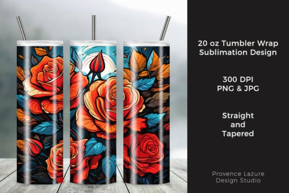 Modern Red Roses 20 Oz Tumbler Wrap