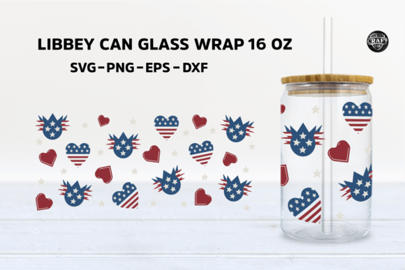 Patriotic 4th of July Can Glass Wrap SVG
