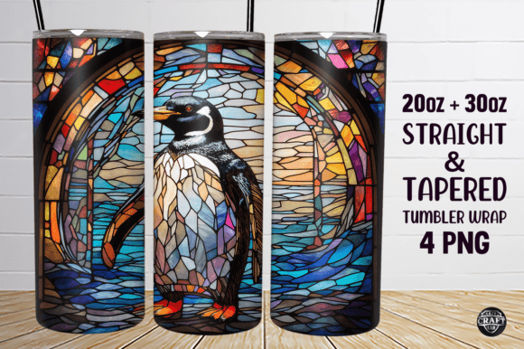 Penguin Stained Glass Tumbler Wrap