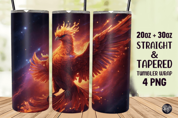 Phoenix Bird Tumbler Wrap 20oz Skinny