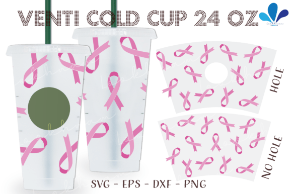 Pink Ribbon Breast Cancer Venti SVG Wrap