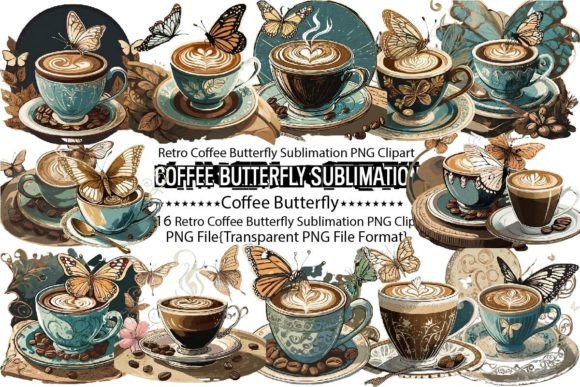Retro Coffee Butterfly Sublimation Bundle