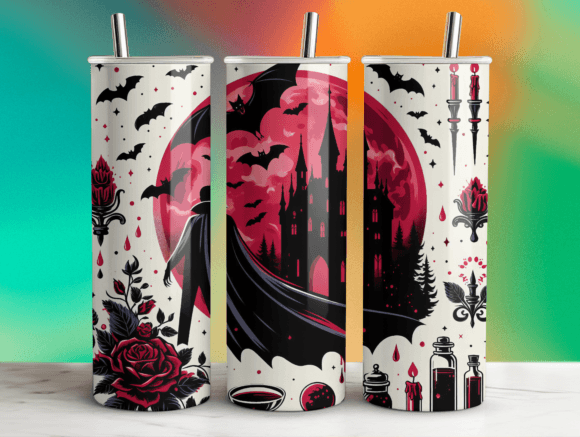 Spooky Vampire Night Tumbler Wrap PNG