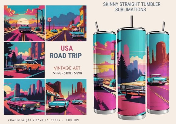 USA Road Trip Tumbler Sublimation