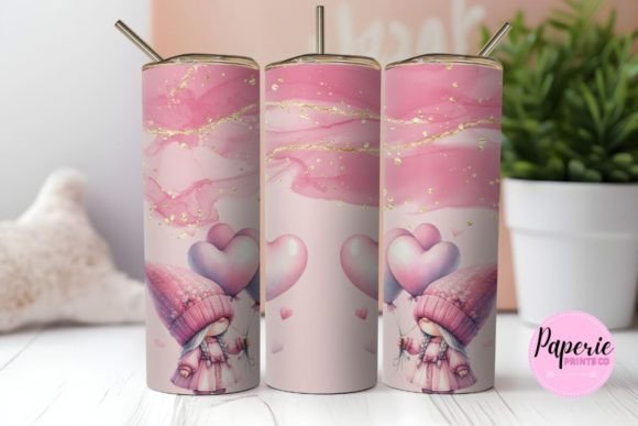 Valentine Gnome Tumbler Wrap PNG