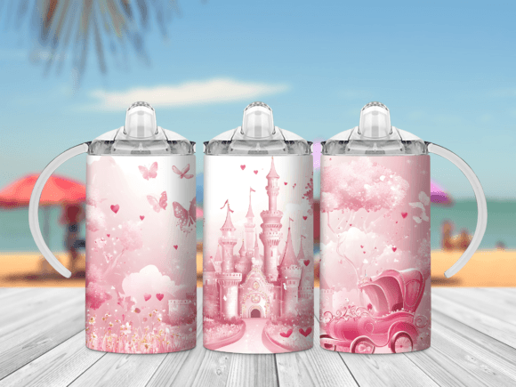 Whimsical Pink Castle Sippy Cup Wrap